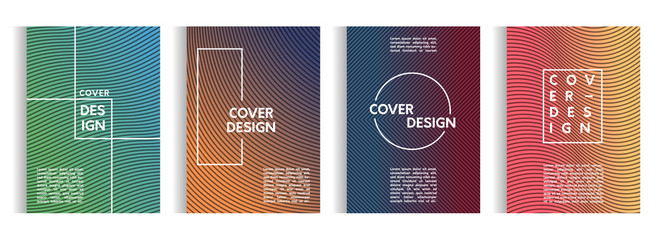 set of design templates with abstract lines on the background of a stylish gradient for posters, brochures, albums