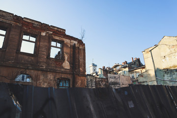 Old streets of Lviv. Austrian architecture. City details. The atmosphere of Leopolis.