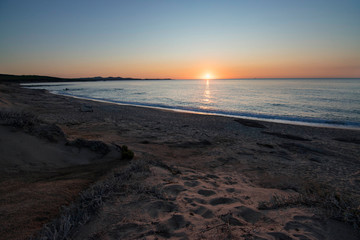 Sunset on the beach of Lu Litarroni in Sardinia