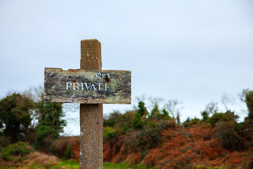 Weather beaten wooden Private sign