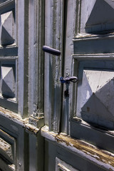 Trieste, Italy, August 5, 2019. a fragment of the facade of a typical building in the old town....