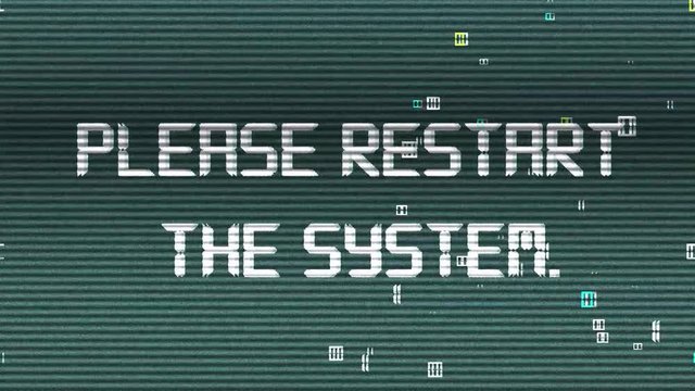 Please Reboot Text Digital Noise Glitch Effect Tv Screen Background. Login and Password With System Error Security ,Hacking Alert , Cyber Crime Attack Computer Error Distortion Message .
