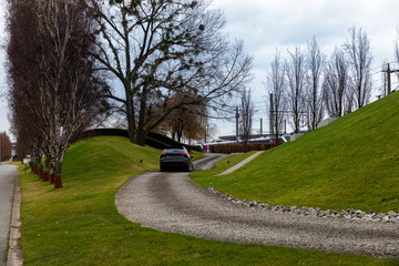 SUV driving on an urban off-road track in Wolfsburg