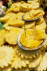 Pineapple fruits for sale near the Chandni Chowk one of the oldest and busiest markets in Old Delhi, India.