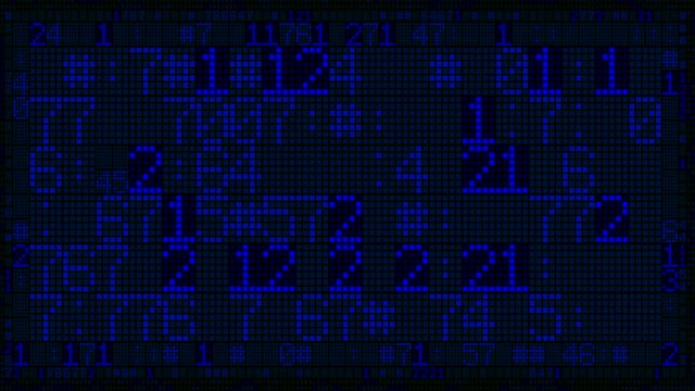 Glitch Numbers Digital Blue 02