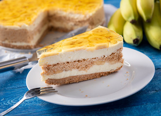 Tasty homemade banana cake with jelly