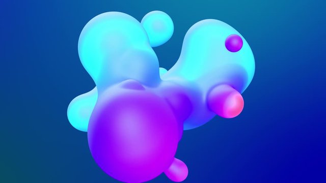 abstract 3d background with beautiful rainbow colors gradient on wax bubbles metaball, spheres fly in air with inner glow, merge like drops of melt wax. 36