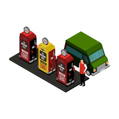 Isometry gas station. Vector illustration on a white background.