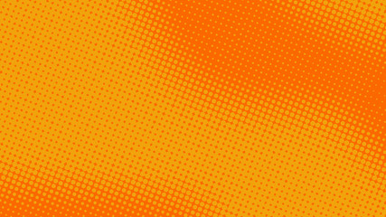 Orange pop art retro background with halftone dot design in retro comic style