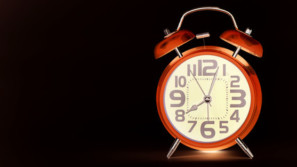 Alarm clock face beginning of time 08.03 on pink background, Copy space for your text, Time concept.