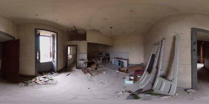 360VR 4k Video Inside An Old Destroyed Abandoned House