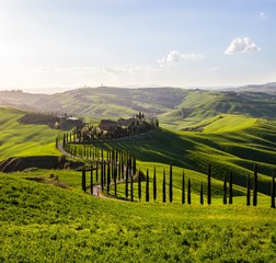 green rolling hills in Crete Senesi in Tuscany