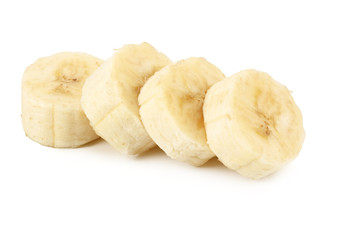 fresh sliced banana isolated on white background. Healthy food