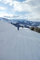 Fototapeta na wymiar Skiabfahrt von der Steinbockalm nach Maria Alm
