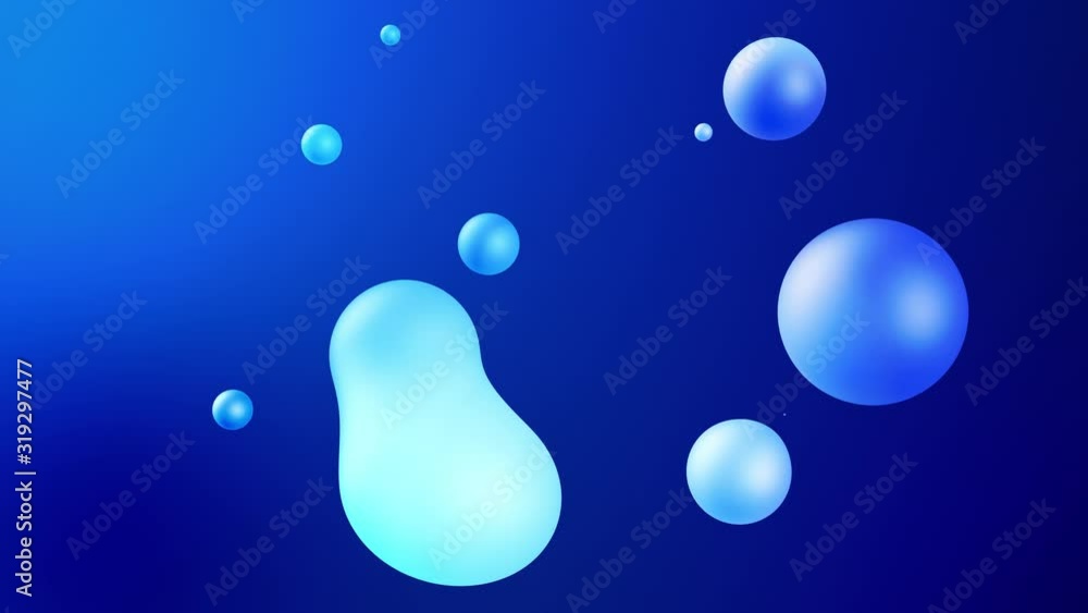 Poster 3d abstract background with droplets of molten wax merge and fly apart drops in liquid. subsurface s