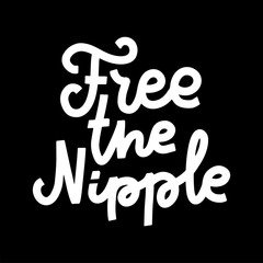 Free the nipple. Sticker for social media content. Vector hand drawn illustration design on black background. Doodle style label, poster, t shirt print, post card, video blog cover