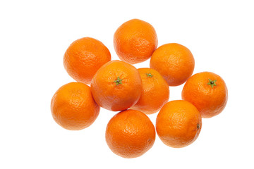 Nine Tangerines Isolated On White