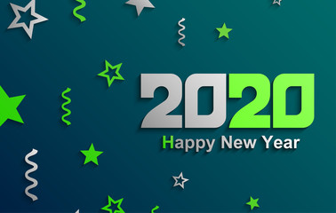 2020 a Happy New Year greetings. Jubilee or birthday logotype. Vector modern minimalist Happy new year card for 2020 Year. Multi colored illustration. Vector illustration