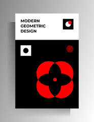 Geometric cover design. Black-red-white illustration. Vector 10 EPS.