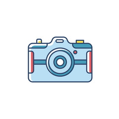 Digital still camera RGB color icon. Photography tool. Portable recording gadget. Photoshoot. Technology. Handheld electronic mobile device. Isolated vector illustration
