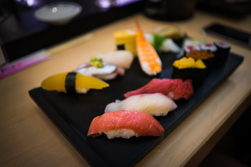 eating sushi in japan