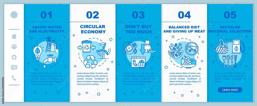 Poster responsible consumptiononboarding vector template. recycle and ecology. consumerism and consupmtion.