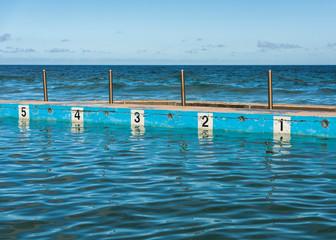 Fototapeta na wymiar Numbers, Swimming pool by the sea, Sydney Australia