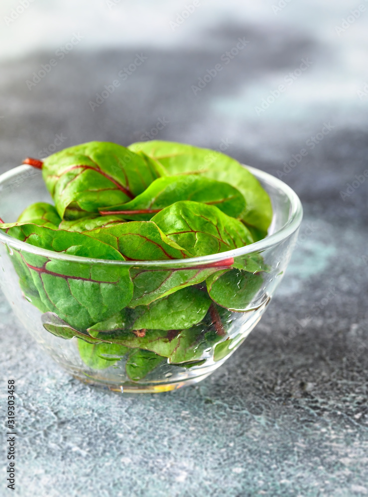 Wall mural glass bowl of red chard