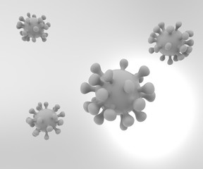Coronavirus stylized glossy gray illustration, 3d rendered.