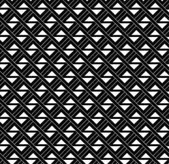 Abstract geometric pattern background with hexagonal and triangular texture. Black and white seamless grid lines.