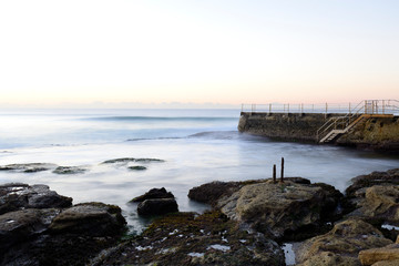 Swimming pool at sunrise, Bondi Beach, Sydney Australia