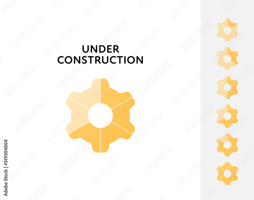 Aufkleber gear wheel progress animation element set. vector flat illustration. yellow gradient circel cogwheel