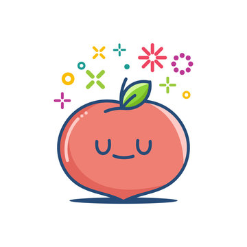 Peach kawaii emoticon cartoon illustration