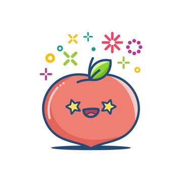 Peach kawaii emoticon cartoon illustration