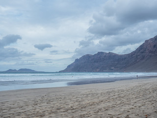 Beach  Caleta de Famara  on island Lanzarote.