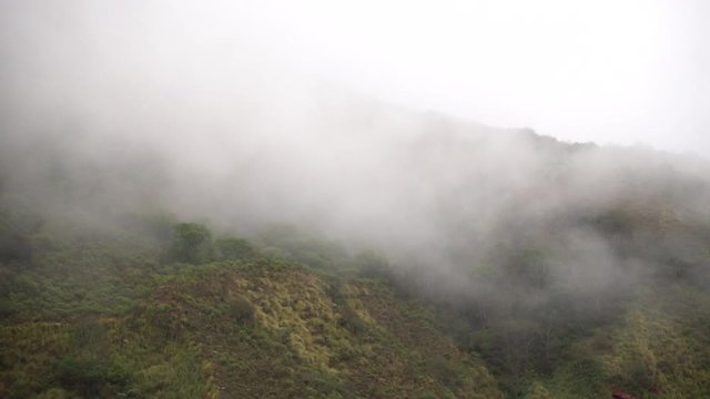 Fog over green Tucuman hills in the pre-Andes mountains