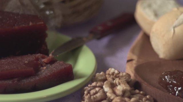 Artisan quince jam with nuts and fig jam