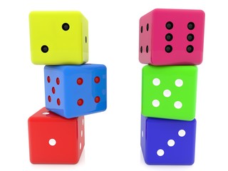 Two parallel dice bars on a white background