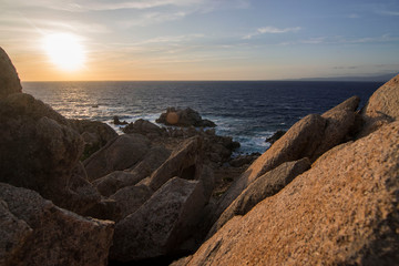 Fototapeta na wymiar Sunset at Capo Testa in Sardinia