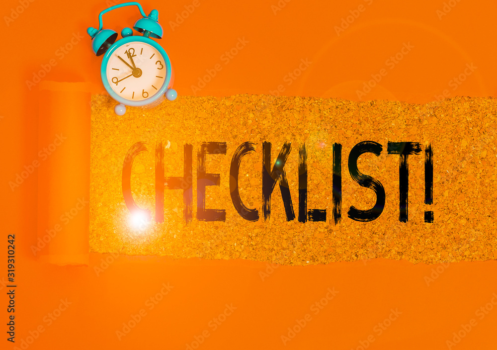 Aufkleber conceptual hand writing showing checklist. concept meaning list items required things be done or poi