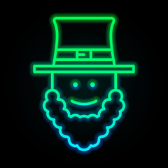 Bearded irishman icon in nolan neon colorful style. Simple thin line, outline vector of saint patrick's day for ui and ux, website or mobile application