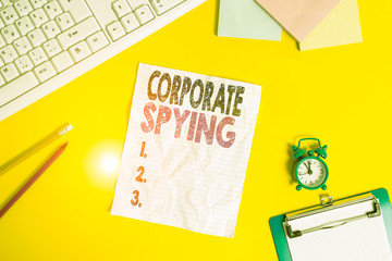 Text sign showing Corporate Spying. Business photo text investigating competitors to gain a...