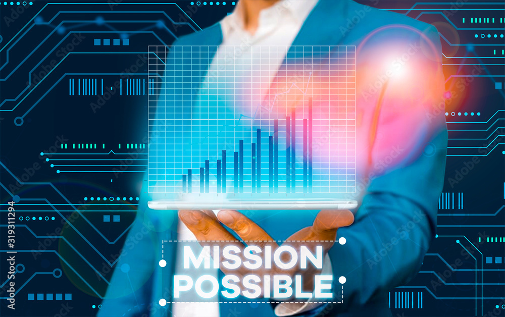 Poster conceptual hand writing showing mission possible. concept meaning special assignment that is given t