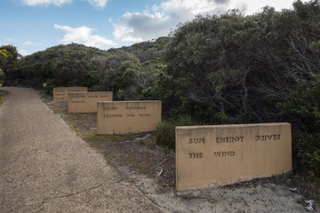 Signage at the entrance to the Albany Wind Farm walkway