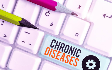 Conceptual hand writing showing Chronic Diseases. Concept meaning A disease or condition that lasts...