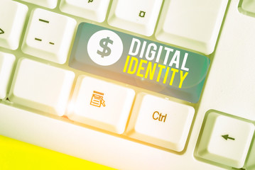 Conceptual hand writing showing Digital Identity. Concept meaning networked identity adopted or...