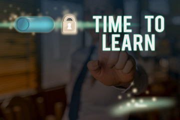 Text sign showing Time To Learn. Business photo text Obtain new knowledge or skill Educational or...