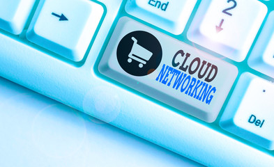 Text sign showing Cloud Networking. Business photo showcasing sourcing and utilization of one or...
