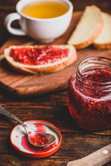 Toast with homemade raspberry jam