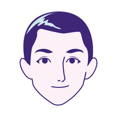 cartoon man face icon, flat design